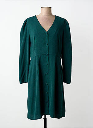 Robe mi-longue coupe fluide manches longues vert EMI-JO femme