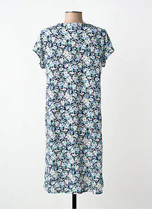 Robe mi-longue imprimé fleurs manches courtes bleu RENATTO BENE femme