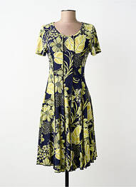 Robe mi-longue coupe fluide manches courtes bleu MASQUENADA femme