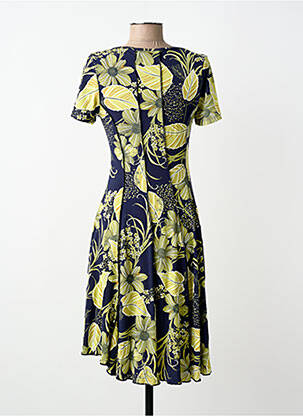 Robe mi-longue imprimé fleurs manches courtes bleu MASQUENADA femme