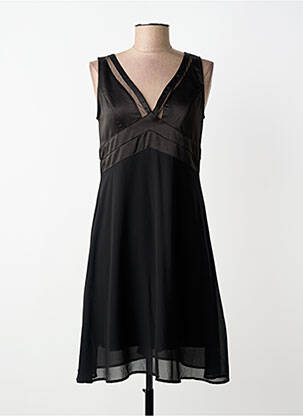 Robe mi-longue coupe fluide sans manche noir A BELLE femme