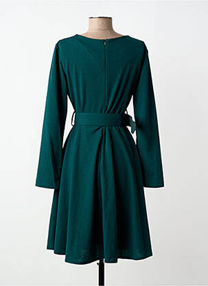 Robe mi-longue coupe fluide manches longues vert MADISON femme