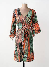 Robe mi-longue coupe fluide manches longues orange A BELLE femme