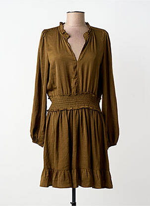 Robe mi-longue coupe fluide manches longues marron PEACE N'LOVE femme