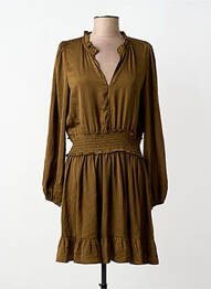 Robe mi-longue coupe fluide manches longues marron PEACE N'LOVE femme