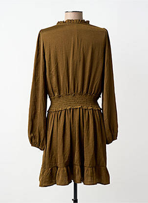 Robe mi-longue coupe fluide manches longues marron PEACE N'LOVE femme