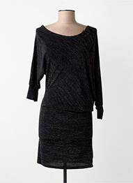Robe mi-longue manches longues manches longues noir REVD'ELLE femme