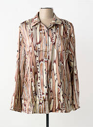 Chemisier imprimé fantaisie manches longues marron WORLD FASHION femme