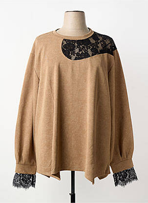 Pull stretch manches longues marron 2W PARIS femme
