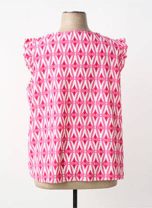 Top col v sans manche rose CHRISTY femme