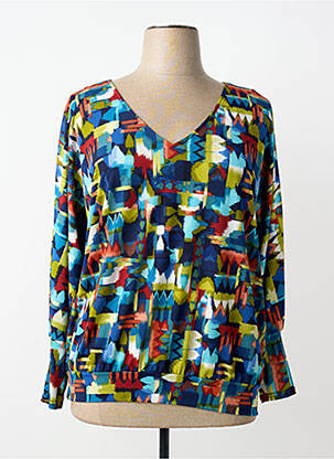 Blouse tissage popeline manches longues bleu RENATTO BENE femme