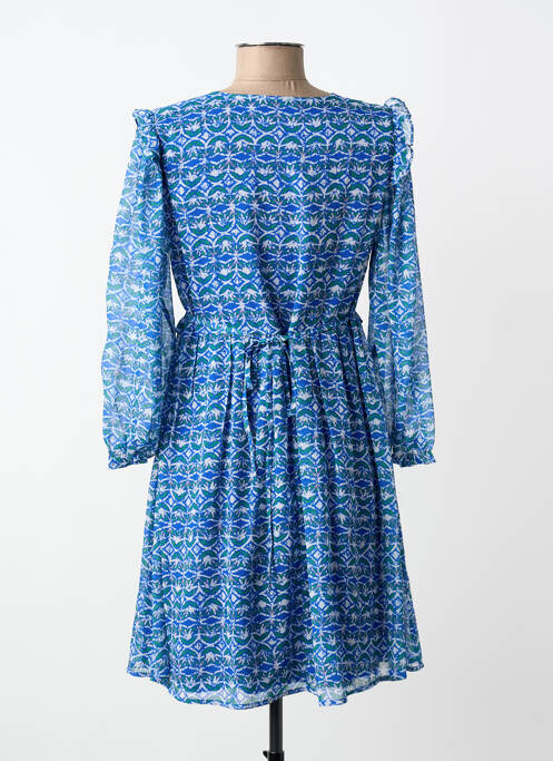 Robe mi-longue coupe fluide manches longues bleu MAJOLICA femme