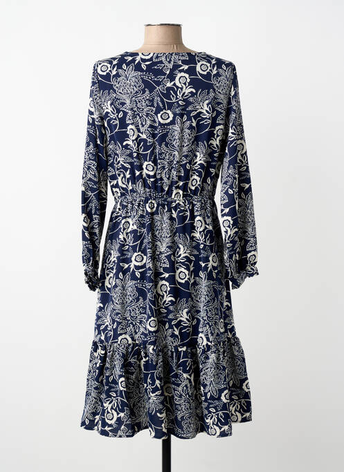 Robe mi-longue coupe fluide manches longues bleu INSPIRATION STUDIO femme