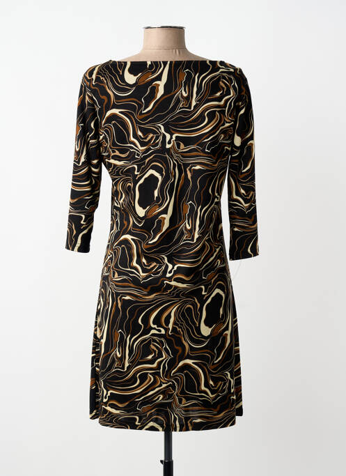 Robe mi-longue imprimé fantaisie manches longues noir VEGAS femme