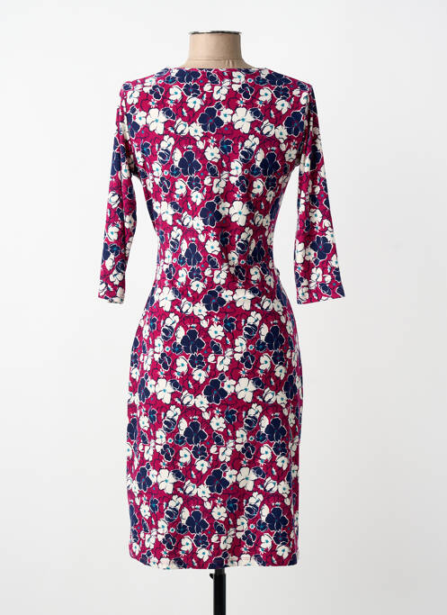 Robe mi-longue imprimé fleurs manches longues violet REVD'ELLE femme
