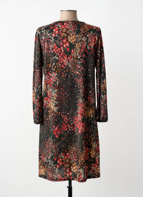 Robe mi-longue imprimé fleurs manches longues noir RENATTO BENE femme