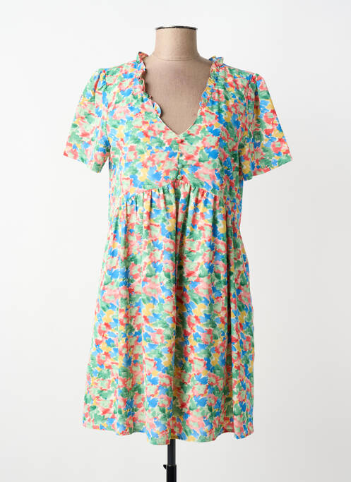 Robe mi-longue coupe fluide manches courtes vert INSPIRATION STUDIO femme