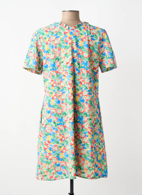 Robe mi-longue coupe fluide manches courtes vert INSPIRATION STUDIO femme