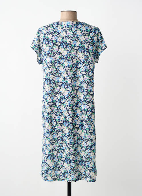 Robe mi-longue imprimé fleurs manches courtes bleu RENATTO BENE femme