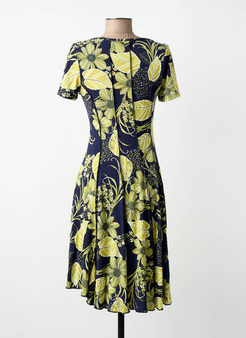 Robe mi-longue imprimé fleurs manches courtes bleu MASQUENADA femme