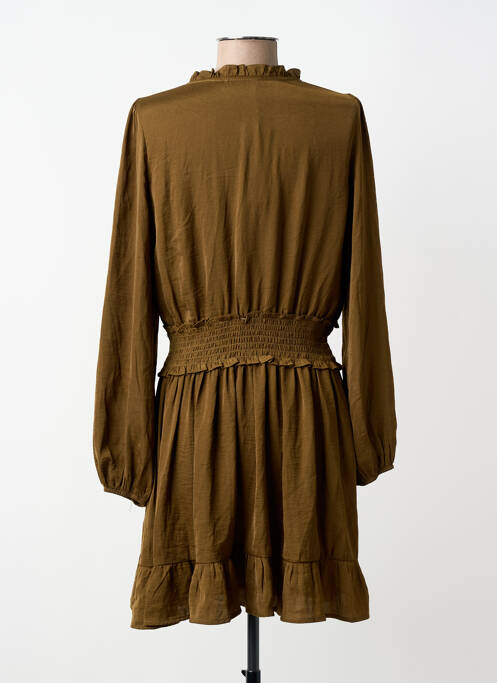 Robe mi-longue coupe fluide manches longues marron PEACE N'LOVE femme