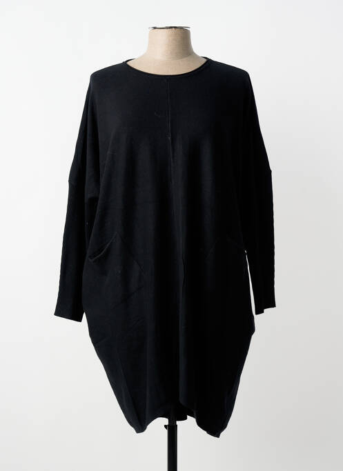 Robe pull stretch manches longues noir WORLD FASHION femme