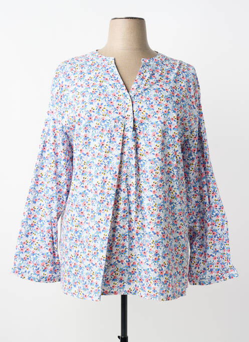 Blouse tissage popeline manches longues bleu SELIRIS femme