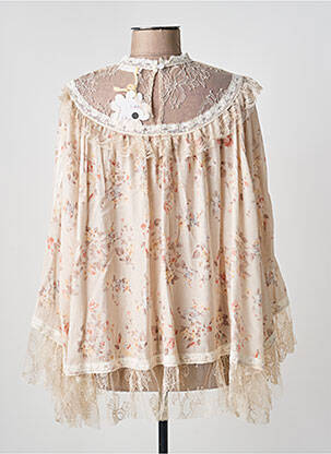 Tunique manches longues col rond beige MINA ROSA femme