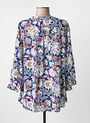 Tunique manches longues tissage crêpe bleu WORLD FASHION femme