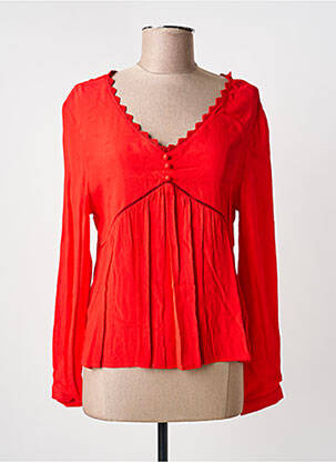Top tissage crêpe manches longues rouge INSPIRATION STUDIO femme