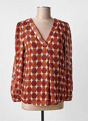 Blouse légère et transparente manches longues marron AKOZ DE TOI femme