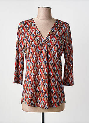 Top tissage crêpe manches 3/4 marron RENATTO BENE femme
