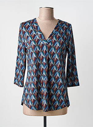 Top tissage crêpe manches 3/4 bleu RENATTO BENE femme