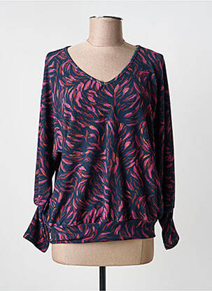 Pull col v manches longues bleu RENATTO BENE femme