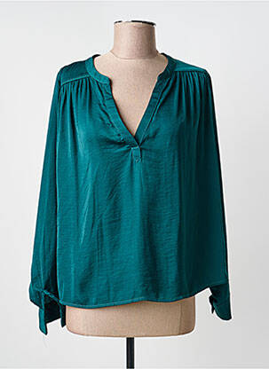 Blouse poignets boutonnés avec fente manches longues vert INSPIRATION STUDIO femme