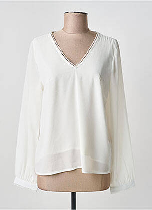 Blouse fermeture boutonnée au dos manches longues beige EMMA ELLA femme