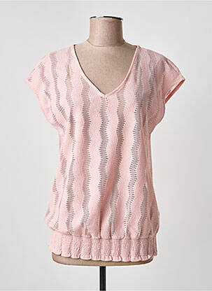 Top tissage crêpe manches courtes rose A BELLE femme