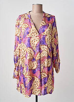 Tunique manches longues fermeture boutonnée sur le devant violet PIMENT ROUGE femme