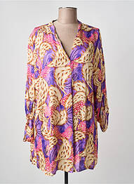 Tunique manches longues fermeture boutonnée sur le devant violet PIMENT ROUGE femme