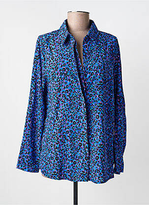 Chemisier tissage crêpe manches longues bleu BY ONE femme