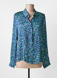 Chemisier tissage crêpe manches longues bleu SUZZY & MILLY femme