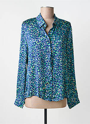 Chemisier tissage crêpe manches longues bleu SUZZY & MILLY femme