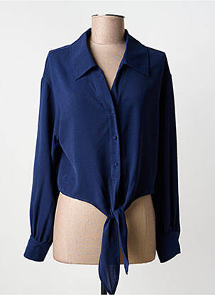 Chemisier tissage crêpe manches longues bleu IKOONE&BIANKA femme