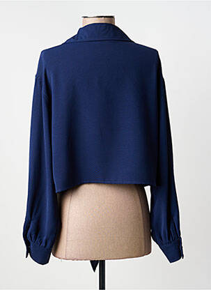 Chemisier tissage crêpe manches longues bleu IKOONE&BIANKA femme