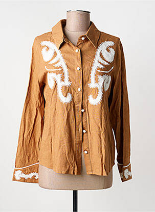 Chemisier tissage crêpe manches longues marron MUSY MUSE femme
