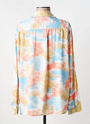 Chemisier tissage crêpe manches longues bleu PAPILLON & CO femme