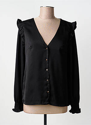 Chemisier coupe fluide manches longues noir EMMA ELLA femme