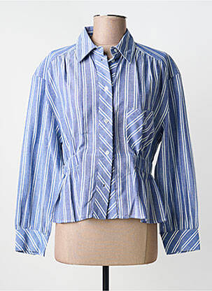 Chemisier coupe cintrée manches longues bleu LUK AP femme