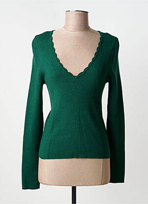 Pull col v manches longues vert MAJOLICA femme