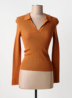 Pull col v manches longues orange MAJOLICA femme